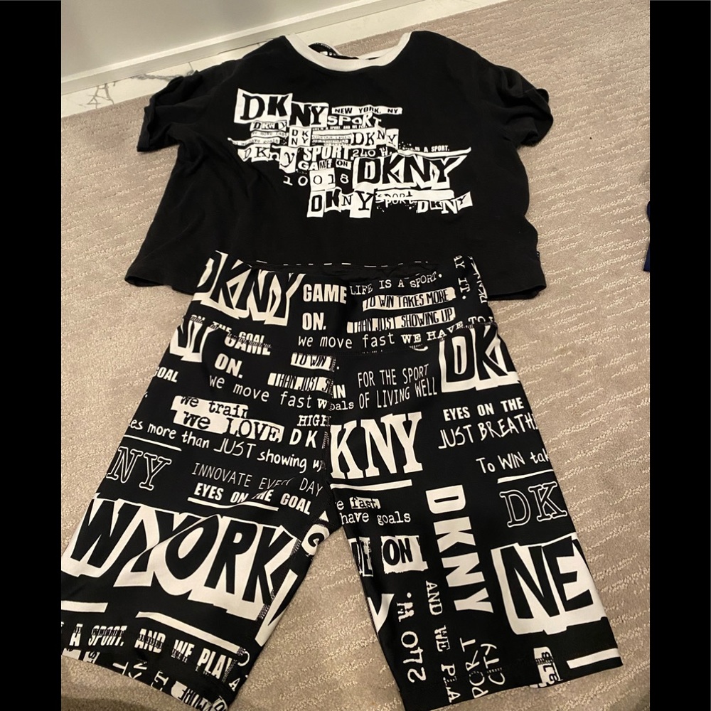 Dkny 2piece workout shirt and shorts